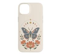 Boho Moth Butterfly Floral Celestial Moon Phases Nature Case for iPhone 14 Plus