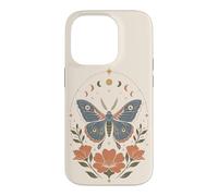 Boho Moth Butterfly Floral Celestial Moon Phases Nature Case for iPhone 14 Pro