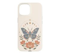 Boho Moth Butterfly Floral Celestial Moon Phases Nature Case for iPhone 15