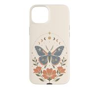Boho Moth Butterfly Floral Celestial Moon Phases Nature Case for iPhone 15 Plus