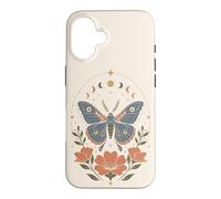 Boho Moth Butterfly Floral Celestial Moon Phases Nature Case for iPhone 16