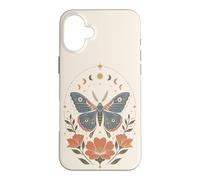 Boho Moth Butterfly Floral Celestial Moon Phases Nature Case for iPhone 16 Plus