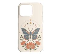 Boho Moth Butterfly Floral Celestial Moon Phases Nature Case for iPhone 16 Pro