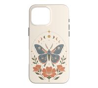 Boho Moth Butterfly Floral Celestial Moon Phases Nature Case for iPhone 16 Pro Max