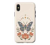 Boho Moth Butterfly Floral Celestial Moon Phases Nature Case for iPhone X/XS