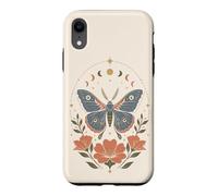 Boho Moth Butterfly Floral Celestial Moon Phases Nature Case for iPhone XR