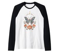 Boho Moth Butterfly Floral Celestial Moon Phases Nature Raglan Baseball Tee