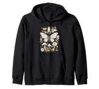 Boho Moth Grunge Fairycore Witchy Flora Therian Goblincore Zip Hoodie