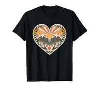 Boho Mountain Heart with Sun and Flowers Folk Art Nature T-Shirt
