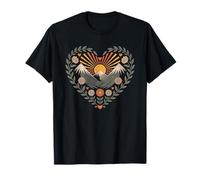 Boho Mountain Heart with Sun and Flowers Folk Art Nature T-Shirt