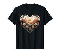 Boho Mountain Heart with Sun and Flowers Folk Art Nature T-Shirt