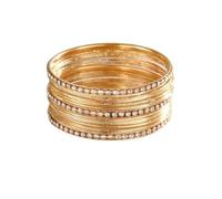 Boho Multi-layered Stackable Thin Bangle Sets Bracelet Glitter Dainty Rhinestone Crystal Bracelet Fashion Jewelry Gifts for Women, Middle, no gemstone