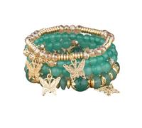 Boho Multilayer Stackable Bracelets Butterfly Charms Beaded Bracelets Set Multicolor Bohemian Stone Beaded Bracelets Strand Statement for Women, Adjustable, Stone, no gemstone