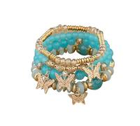 Boho Multilayer Stackable Bracelets Butterfly Charms Beaded Bracelets Set Multicolor Bohemian Stone Beaded Bracelets Strand Statement for Women, Adjustable, Stone, no gemstone