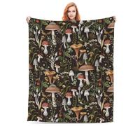 Boho Mushroom Fleece Blanket Autumn Mushrooms Lightweight Throw Blanket for Couch Bed Room Decor Fuzzy Super Soft Blankets for Kids Adults Women (50“x60”, Mushroom)