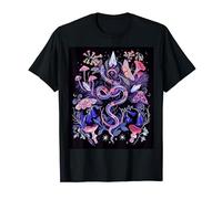 Boho Mushroom Pink Botanical Wildflowers Purple Crystal Moth T-Shirt