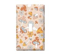 Boho Mushroom Single Toggle Light Switch Plates Outlet Covers Decorative Electrical Wall Plate Receptacle Switchplate Decorate Plug Cover For Bathroom Kitchen 4.5 * 2.148 Inch
