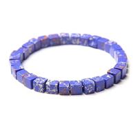 Boho Natural Stone Handmade Beaded Bracelet Unisex, 6mm Purple Square Emperor Stone Adjustable Stretch Bracelet Gifts Friendship Birthday 6mm