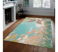 Boho Natural Style Area Rug 100x200cm Area Rugs Fresh Grass & Plants Leaf Carpet Washable Non Slip Low Pile for Living Room Bedroom Dining Home Office Decor
