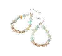 Boho Nature Stone Beads Dangle Drop Earrings Handmade Vintage Gold Beaded Earrings Statement Holiday Jewelry Gifts for Women, S, Zinc, No Gemstone