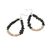 Boho Nature Stone Beads Dangle Drop Earrings Handmade Vintage Gold Beaded Earrings Statement Holiday Jewelry Gifts for Women, S, Zinc, No Gemstone