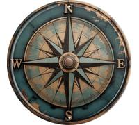 Boho Nautical Compass Funny Rustic Wall Metal Tin Signs Decor 8x8 in