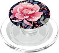 Boho Navy Blue and Pink Floral Botanical Pattern Flower Art PopSockets PopGrip for MagSafe