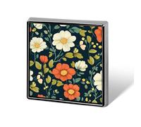 Boho Orange White Flower Pattern Unisex Brooches & Pins Square Lightweight Lapel Badge Jewelry for Clothing Shawl Hat