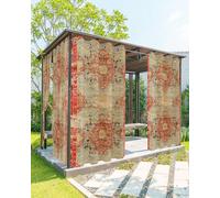 Boho Outdoor Curtains for Patio Waterproof, Grommet Privacy Curtain Drapes Weatherproof Outside Curtains for Porch GazeboPergola Cabana 2 Panel 54x84inch Rustic Bohemian Floral Tribal Orange