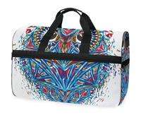 Boho Owl Print Bohemian Animal White Travel Duffel Bag for Men Women Boys Girls Teens,Oversized Sports Gym Bag with Shoes Compartment Overnight Weekend Yoga Workout Bag Training Handbag