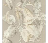 Boho Palm Leaf Textured Fabric Effect Vinyl Wallpaper Perfect for Bedrooms Living Rooms or Stunning Feature Walls in Neutral Rasch 571455
