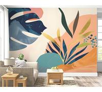 Boho Palm Leaf Wall Mural, Self Adhesive Wallpaper Peel and Stick, Minimalism Medieval Style Home Decor Photo Wallpaper, Silk Cloth Wall Sticker for Living Room & Bedroom, 400x280 cm - F-27