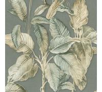 Boho Palm Leaf Wallpaper Chalky Blue / Green Rasch 571462