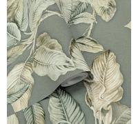 Chalky Blue Green Boho Palm Leaf Wallpaper Rasch 571462 Textured