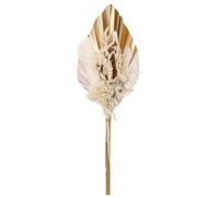 Boho Pampas Grass Cake Decoration, Palm Fan Cake Topper Gold and White, Palm Leaves Bunny Tail Grass Cakes Dried Flowers for Wedding Home Birthday Baby Shower Party Supplies (White+Gold)