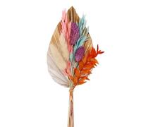 Boho Pampas Grass Cake Decoration, Palm Fan Cake Topper Gold and White, Palm Leaves Bunny Tail Grass Cakes Dried Flowers for Wedding Home Birthday Baby Shower Party Supplies (Multicolor)