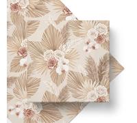 Boho Pampas Grass & Palm Wedding Wrapping Paper, Thick 120GSM Folded Kraft Wrapping Paper Sheets, Neutral Desert Gift Wrap for Bridal Shower & Engagement, Earthy Rustic Romance