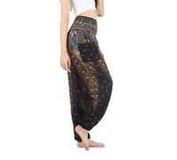 Boho Pants Harem Pants Yoga Trousers for Woman Bohemian Beach Pants - Black - Large