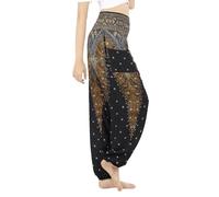 Boho Pants Harem Pants Yoga Trousers for Woman Bohemian Beach Pants - Black - Medium