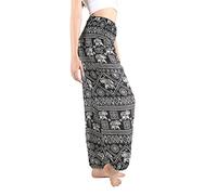 Boho Pants Harem Pants Yoga Trousers for Woman Bohemian Beach Pants - Black - Medium