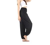 Boho Pants Harem Pants Yoga Trousers for Woman Bohemian Beach Pants - black - Medium