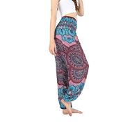Boho Pants Harem Pants Yoga Trousers for Woman Bohemian Beach Pants, Blooming Red, 16-24