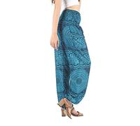 Boho Pants Harem Pants Yoga Trousers for Woman Bohemian Beach Pants - Blue - Large