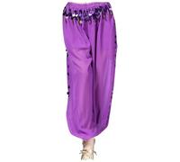 Boho Pants Hippie Harem Pants Yoga Pant Fashion Belly Dance Costume Coin Lantern Side Split Sequin Pant for Casual Hip Hop, Gym and Jogging Summer Beach Lounge Clothes, 07-Purple, One Size