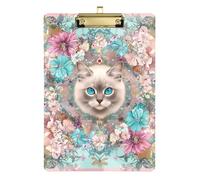 Boho Pastel Flower Cat clipboard Set Acrylic Cute for Soccer Truck Driver Size 9 x 12 Gold