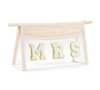 Boho Patch Cosmetic Bag Wedding Straw PVC Makeup Bag for MRS Beach Travel