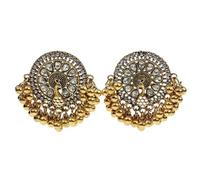 Boho Peacock Ball Tassel Jhumka Statement Dangle Earrings for Women Vintage Rhinestone Round Beaded Drop Dangling Earring Lightweight Indian Bollywood Jhumki Festival Jewelry for Wedding Holiday, L