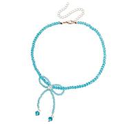 Boho Pearl Bow Choker Necklace Gold Silver Plated Vintage Round Bowknot Ribbon Bow Tie Pearl Beaded Chic Crystal Chain Necklace for Women Wedding Birthday Christmas Party Trendy Jewelry Gifts, M, Zinc