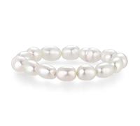 Boho Pearl Rings Beaded Rings Adjustable Stretch Stackable Rings for Women Jewellery (White, 7.5-9)