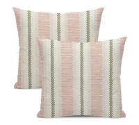 Boho Pillow Covers 16x16 Set of 2 Sage Green Pink Stripe Polka Dot Throw Pillow Covers Outdoor Decoration Modern Abstract Decorative Pillowcase Farmhouse Linen Cushion Case Decor for Sofa Couch